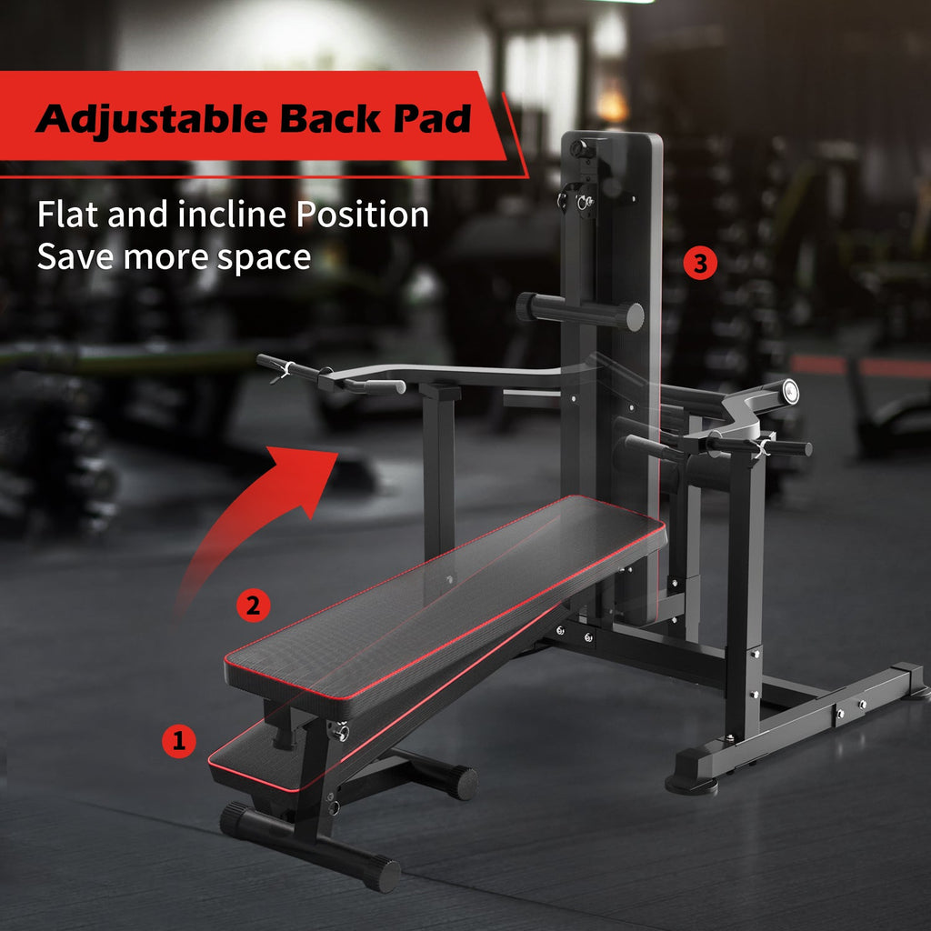 Ainfox Multifunctional Adjustable Flat Incline Bench Press with Dumbbell Rack
