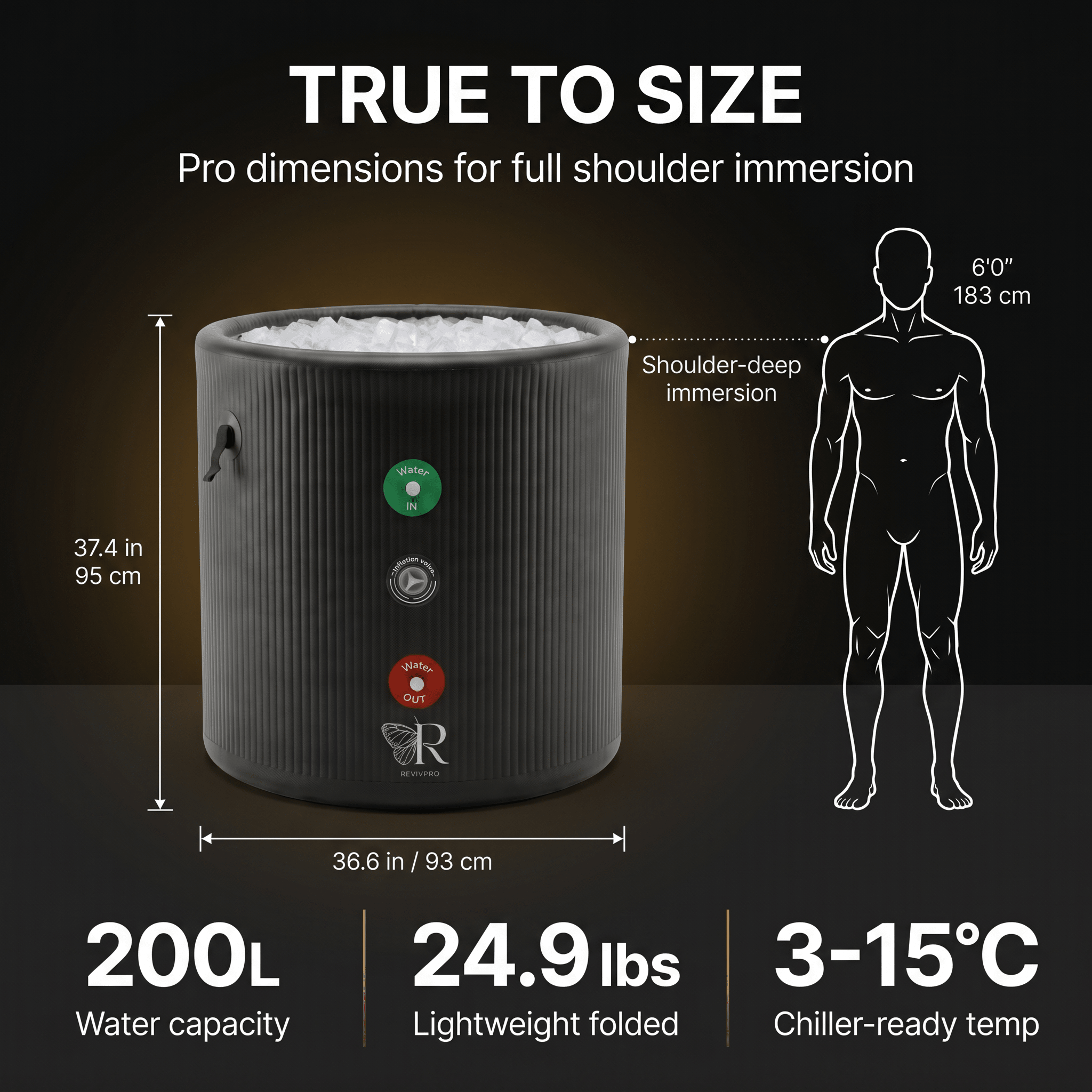 Portable Ice Bath Tub Pro - Water Chiller Compatible Cold Plunge Easy Recovery Solution